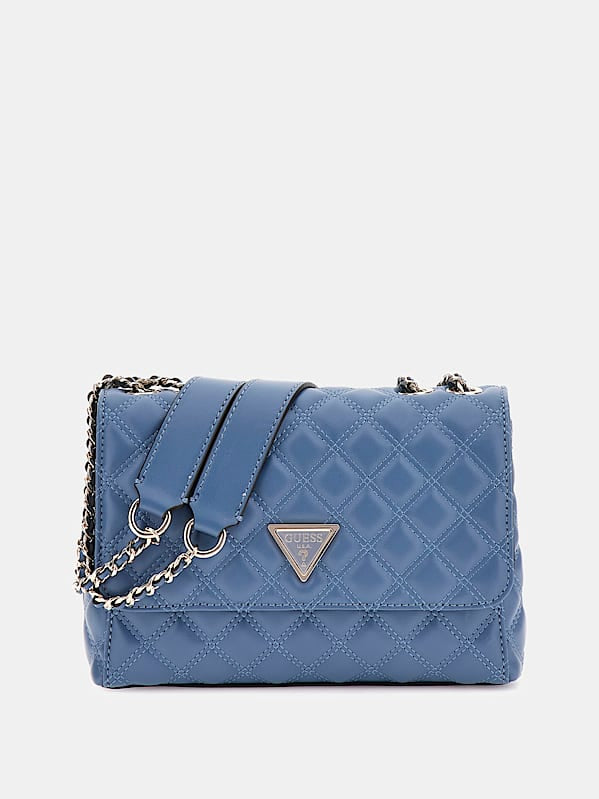 Guess Giully Slate Blue Quilted Crossbody Flapover Bag