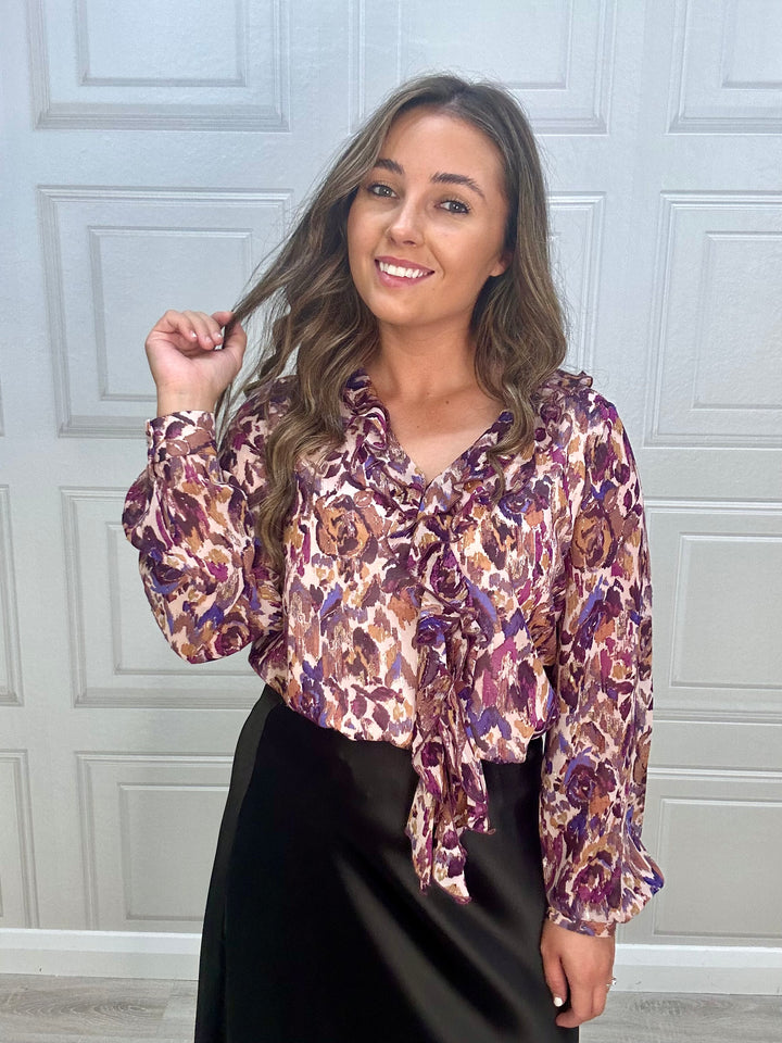 Salsa Plum & Purple Ruffle Blouse