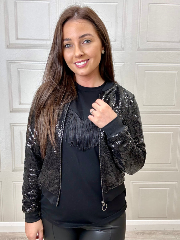 Tiffosi Nyara Black Sequin jacket