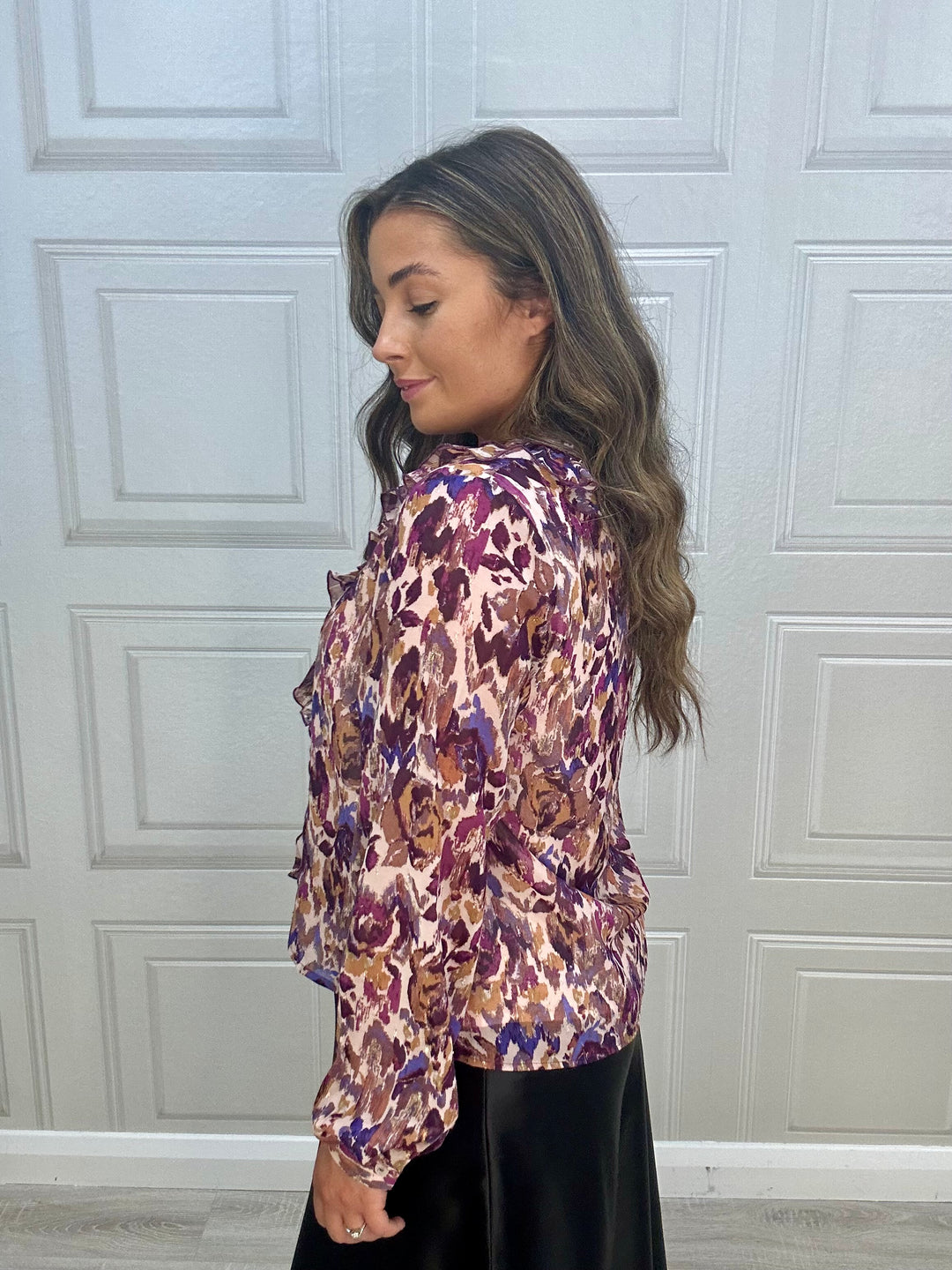 Salsa Plum & Purple Ruffle Blouse