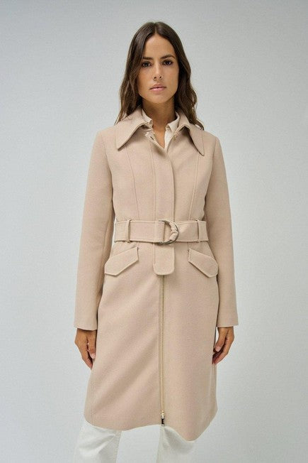 Salsa Gabardine Beige Belted Coat