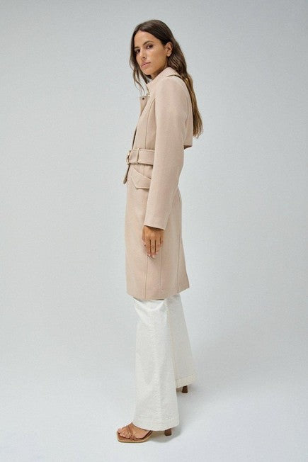 Salsa Gabardine Beige Belted Coat