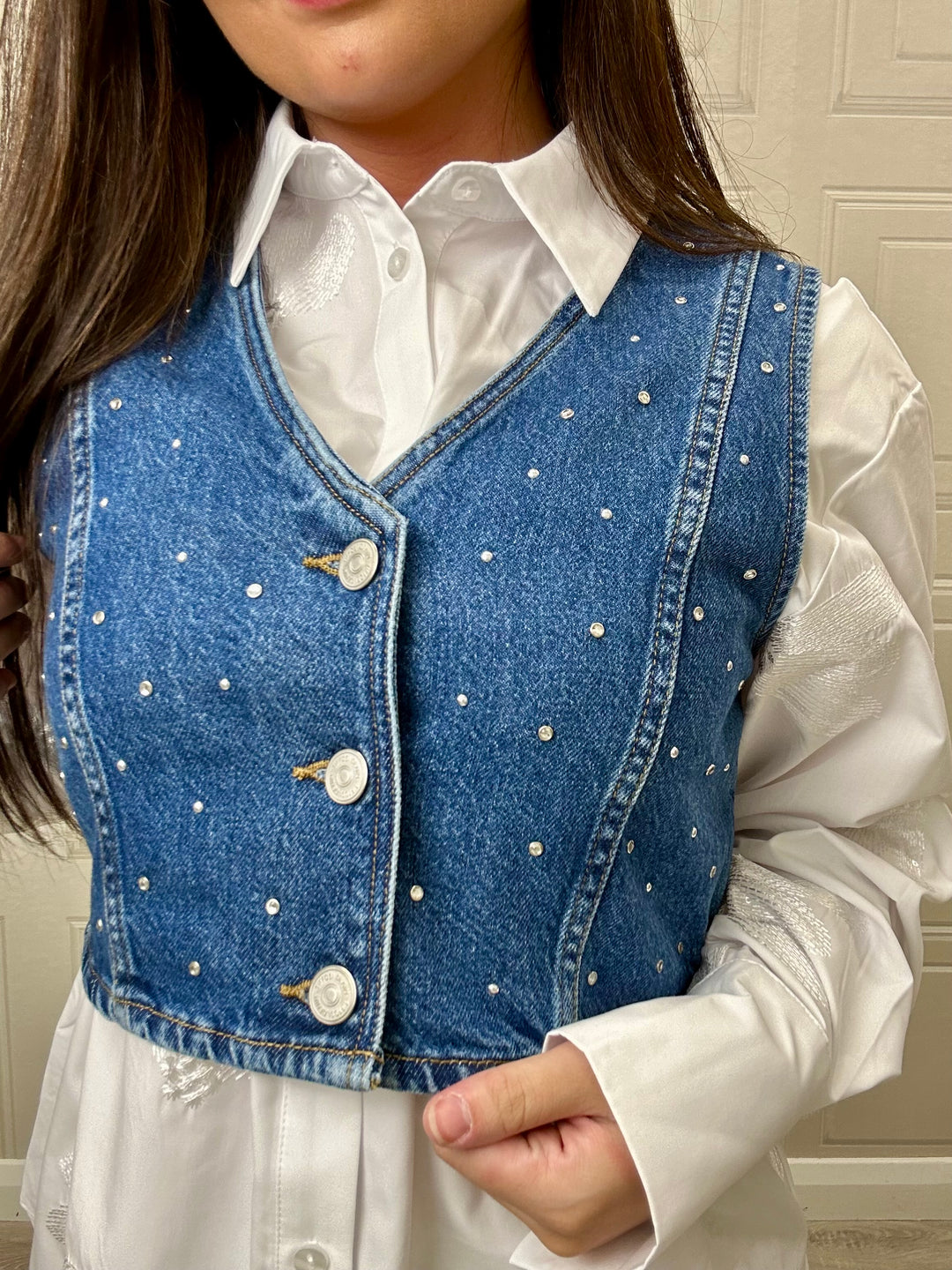 Tiffosi Amber Denim Sparkle Waistcoat