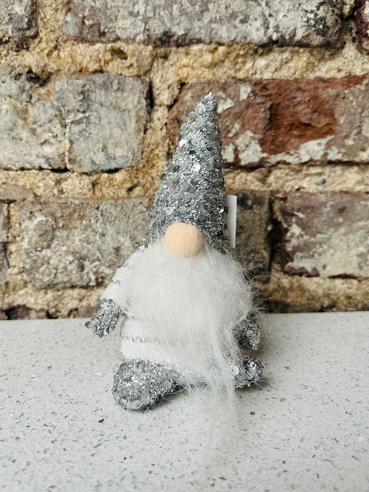 Christmas Festive Silver Sparkle Gnome 19cm