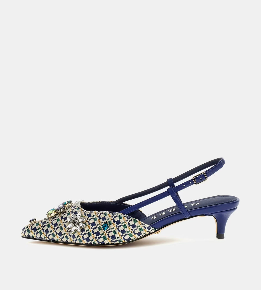 Guess Jesseny Kitten Heel Jewel Appliqué Slingback