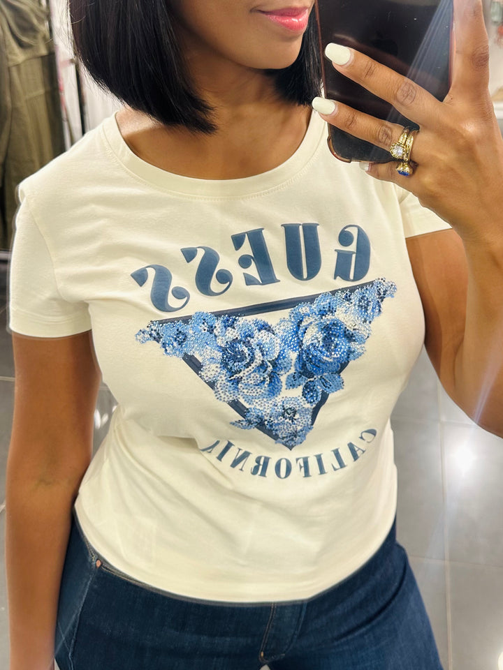 Guess Vintage Roses Triangle Tee