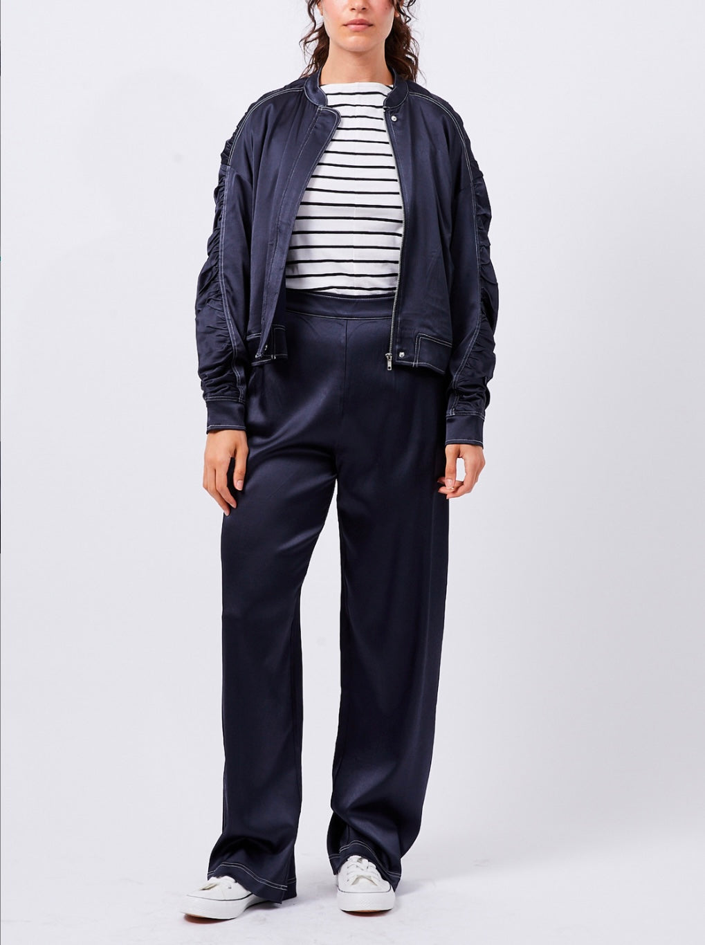 French Connection Akita Satin Stretch Jacket Navy