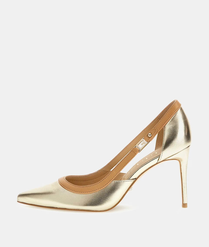 Guess Ricky Foiled Gold Leather Court Heel