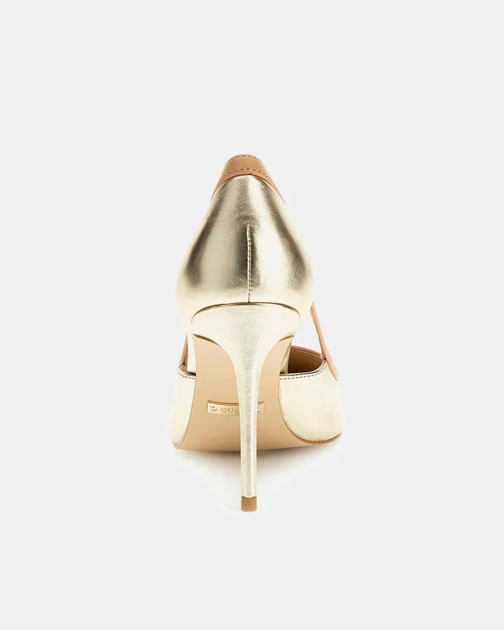 Guess Ricky Foiled Gold Leather Court Heel