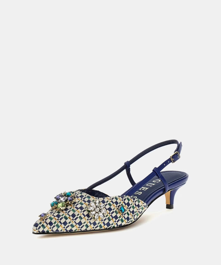 Guess Jesseny Kitten Heel Jewel Appliqué Slingback