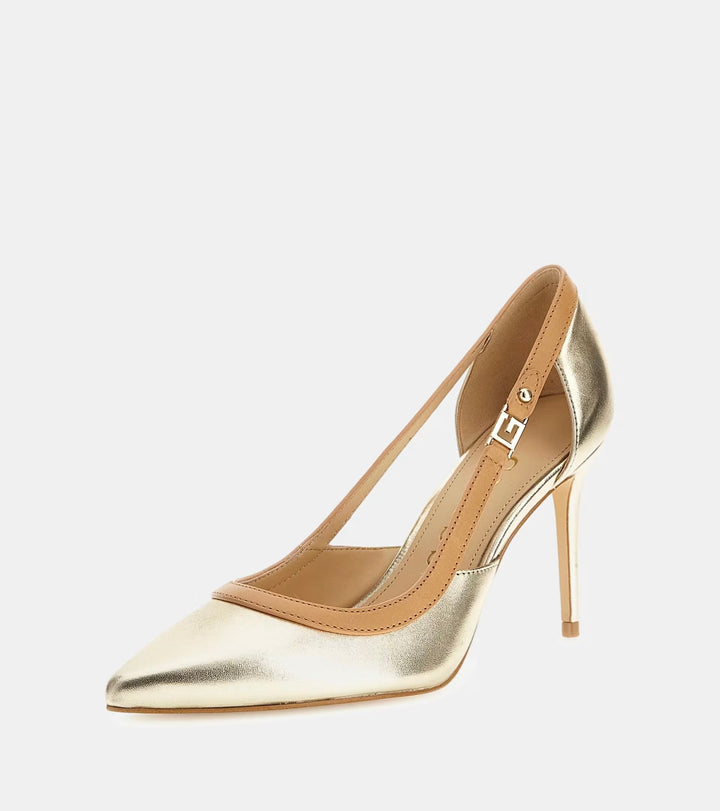 Guess Ricky Foiled Gold Leather Court Heel