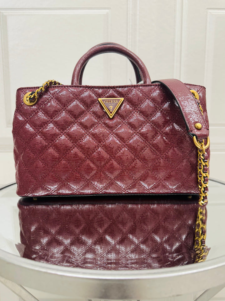 Guess Giully Burgundy Shoulder Satchel Bag