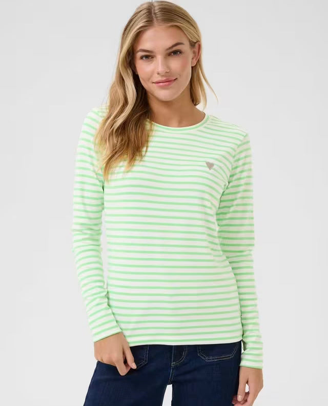 Kaffe Liddy Chalk/Lettuce Oil Green Heart Top