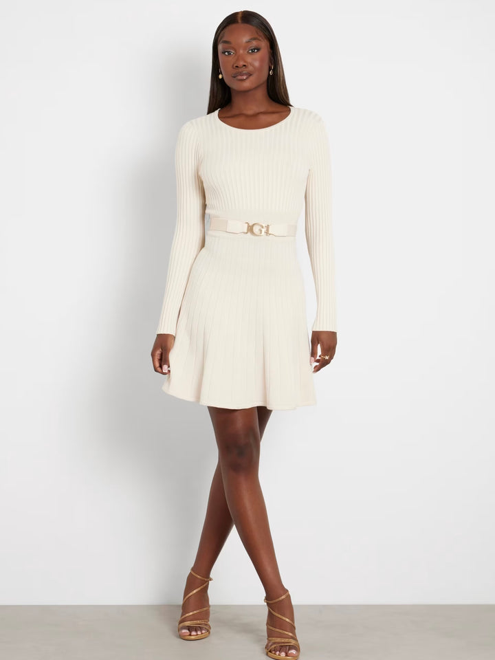 Guess Cream Fit and Flare Sweater Dress