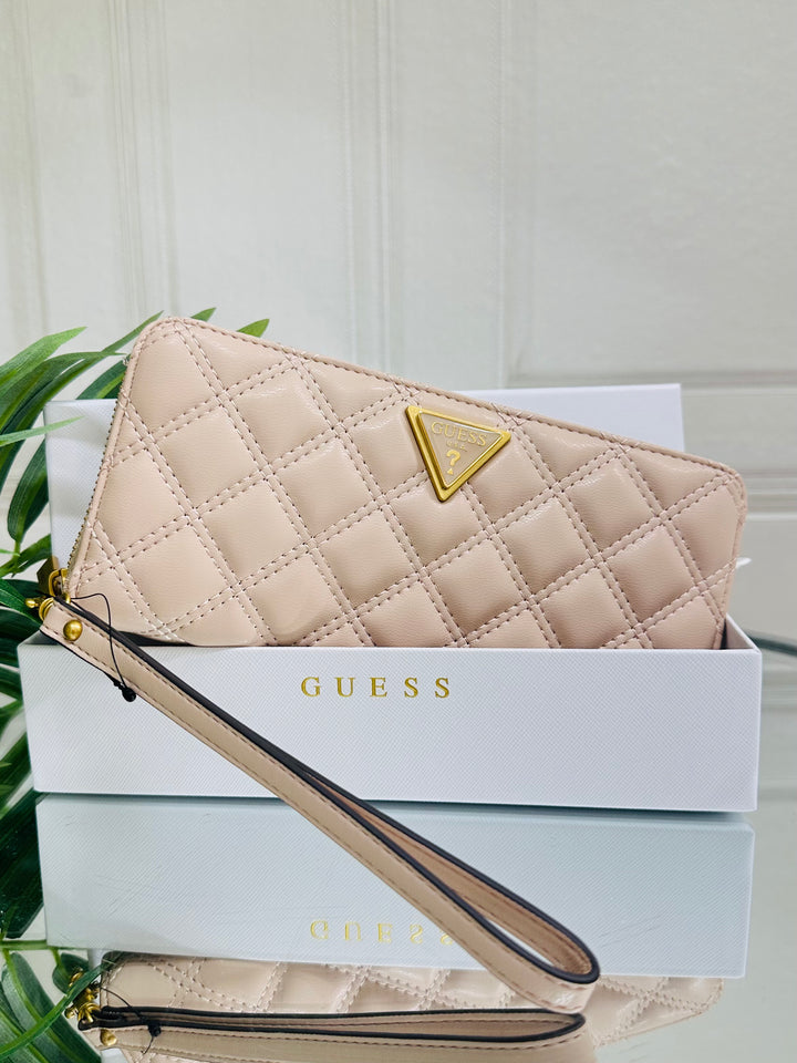 Guess Giully Light Beige Quilted Organiser Purse