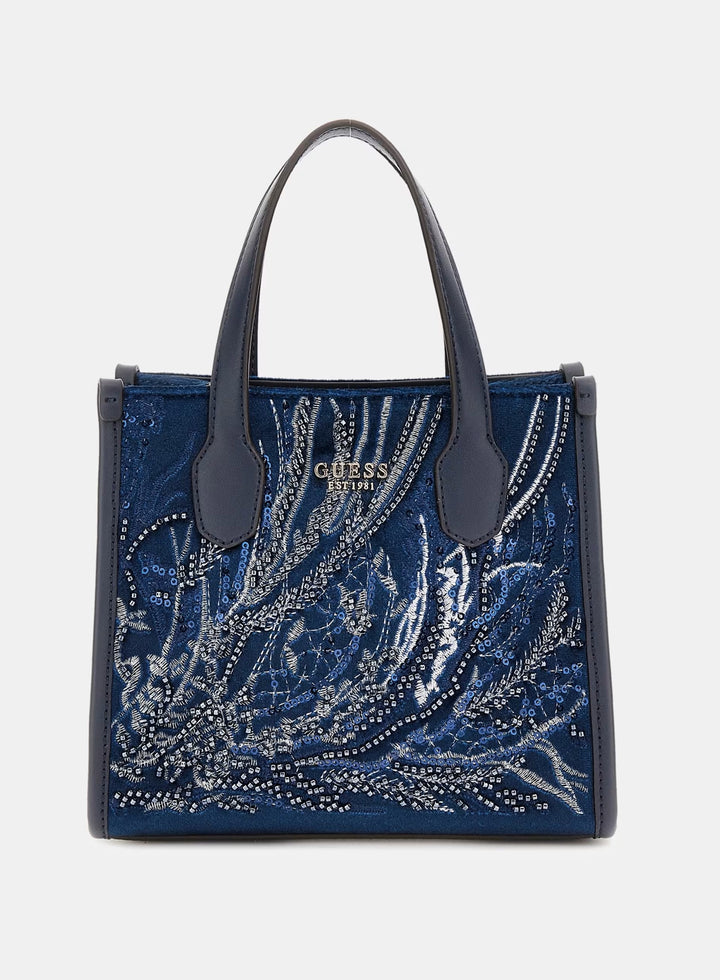 Guess Silvana Blue Velvet Mini Tote Bag