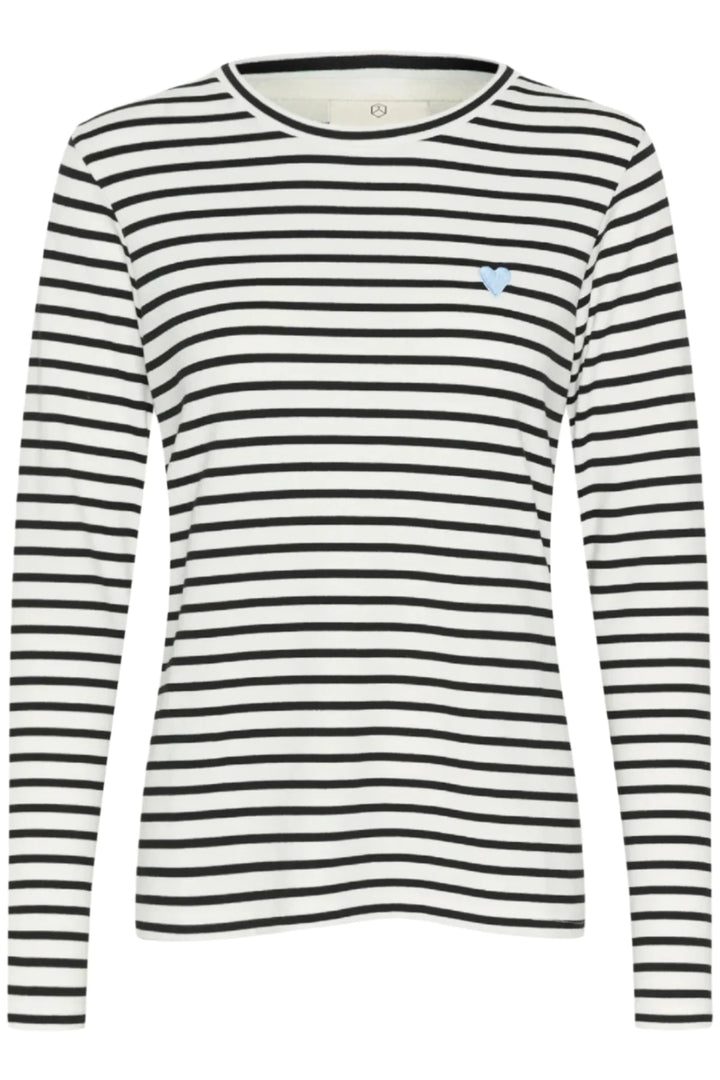 Kaffe Liddy Chalk/Black Stripe Windsurfer Heart Top