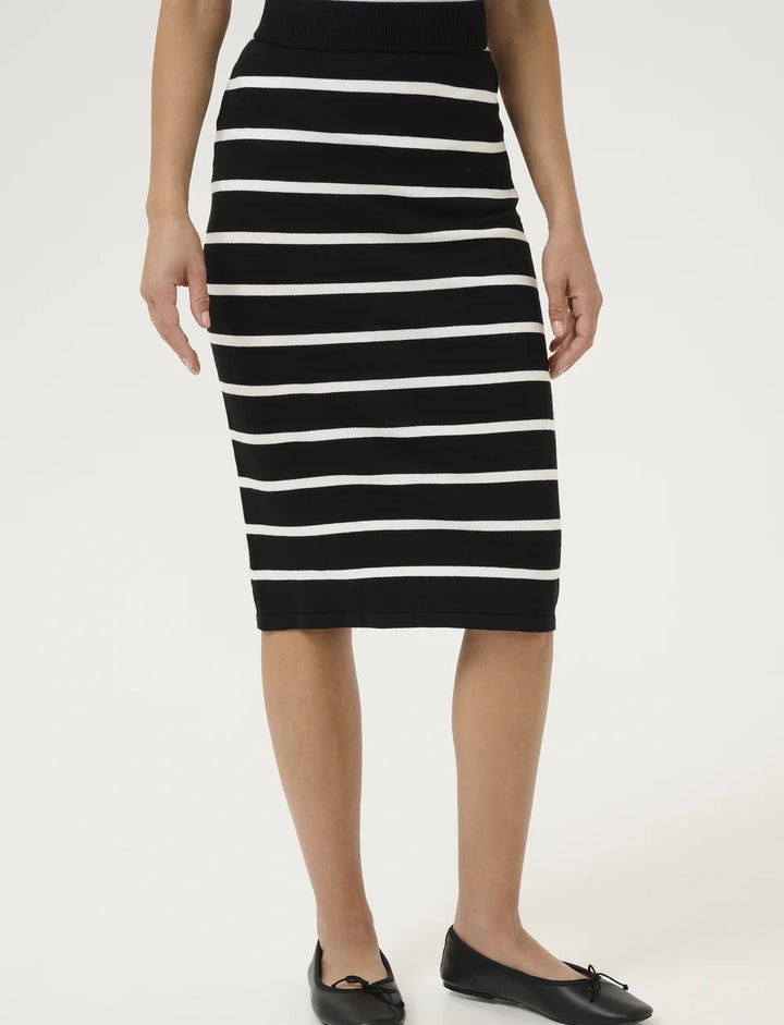 Kaffe KAlizza Black Chalk Stripe Knit Skirt