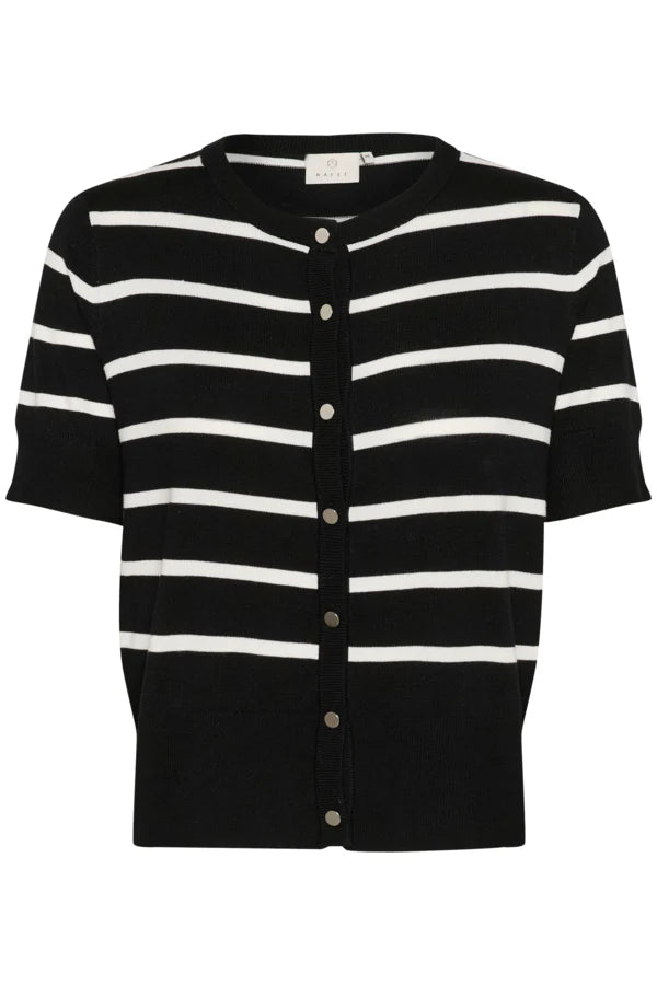 Kaffe Alizza Black/Chalk Stripe Short Sleeve Cardigan