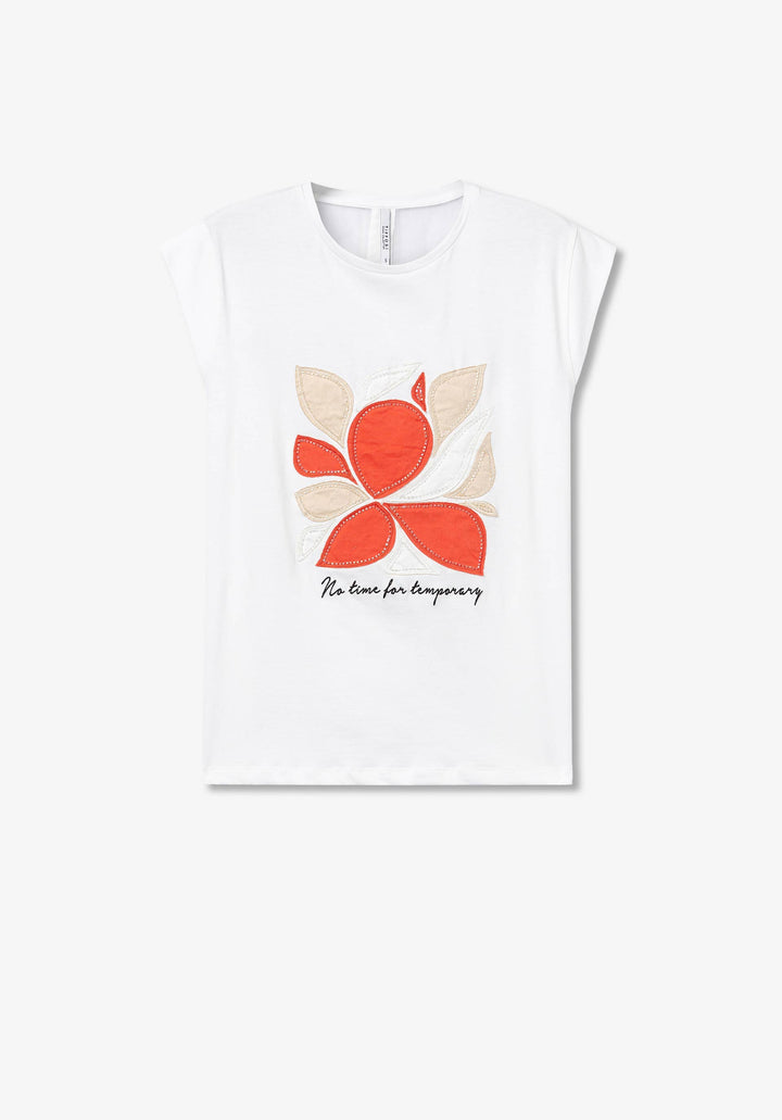 Tiffosi Floral Orange Leaf  'No Time For Temporary' T-Shirt