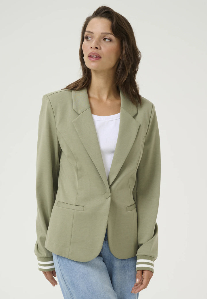 Kaffe Kinnie Oil Green/Chalk Stripe Blazer