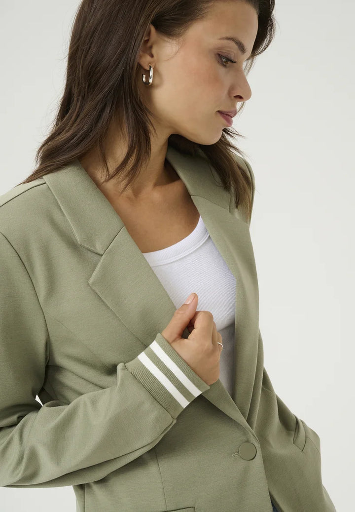 Kaffe Kinnie Oil Green/Chalk Stripe Blazer