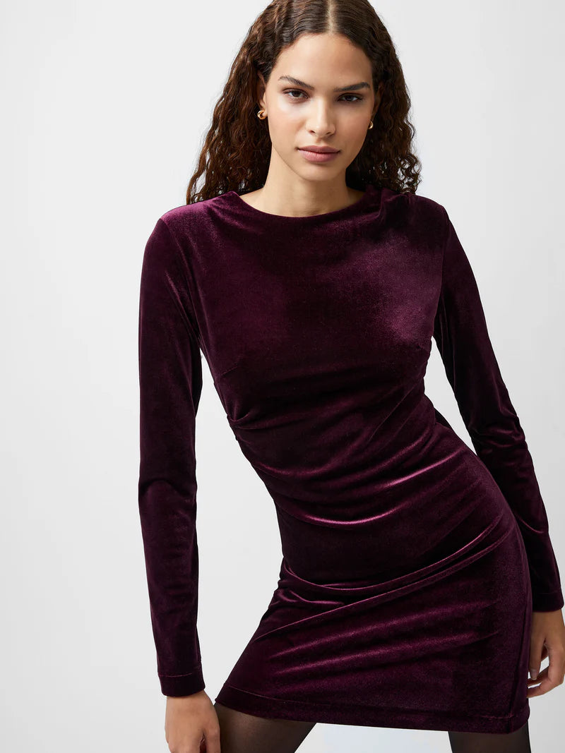 French Connection Viola Velvet Long Sleeve Bodycon Mini Dress