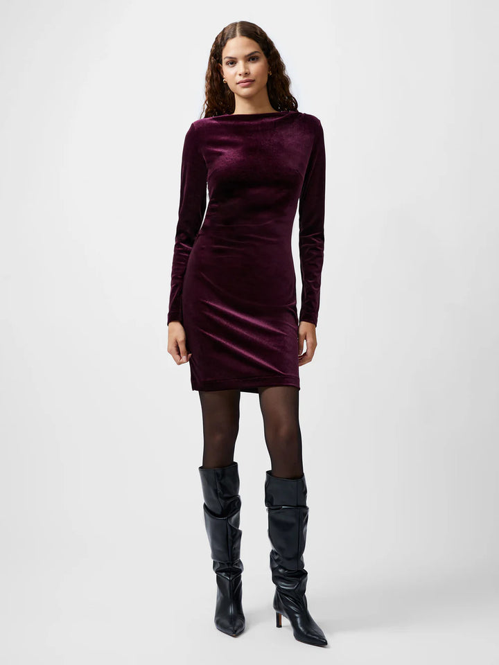 French Connection Viola Velvet Long Sleeve Bodycon Mini Dress