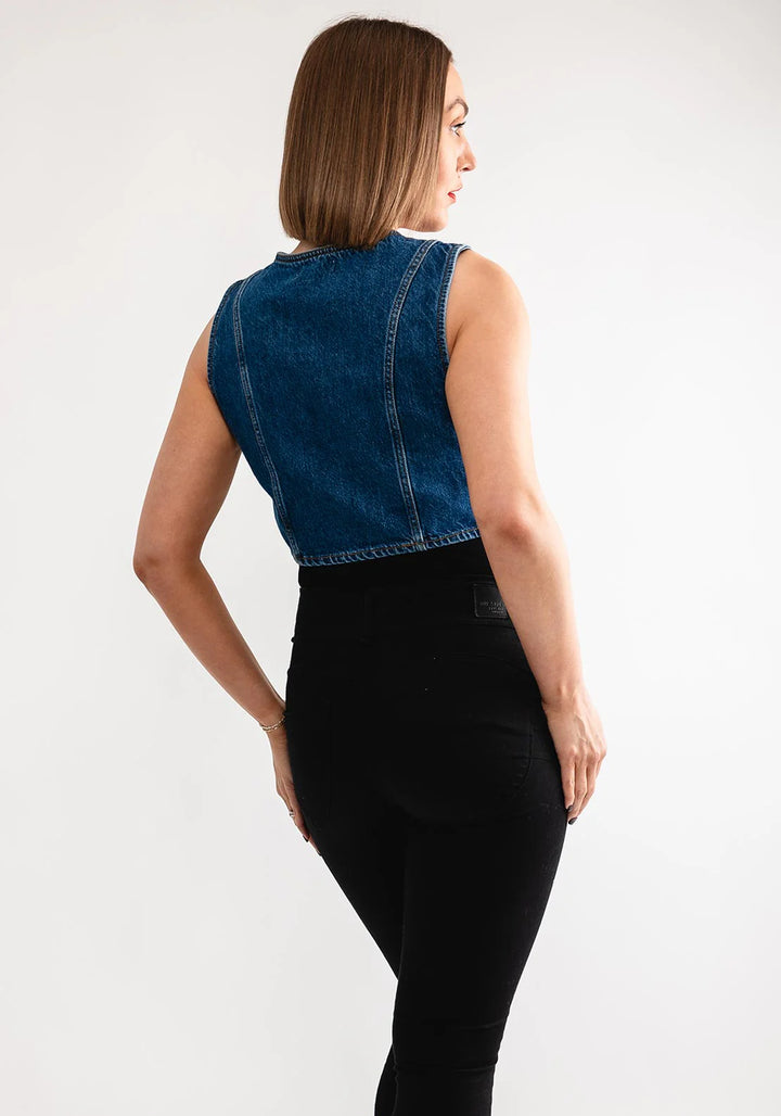 Tiffosi Amber Denim Sparkle Waistcoat