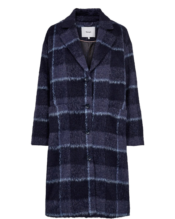 Numph Nuevira Blue Check Coat