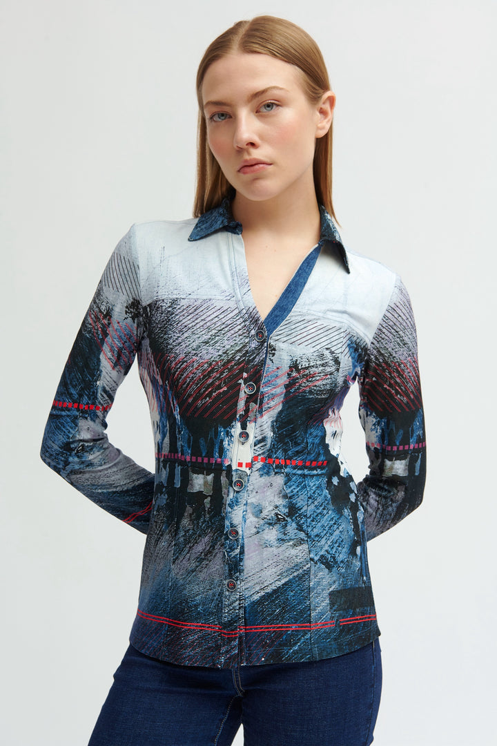 Tinta Rebeca Navy Printed Blouse