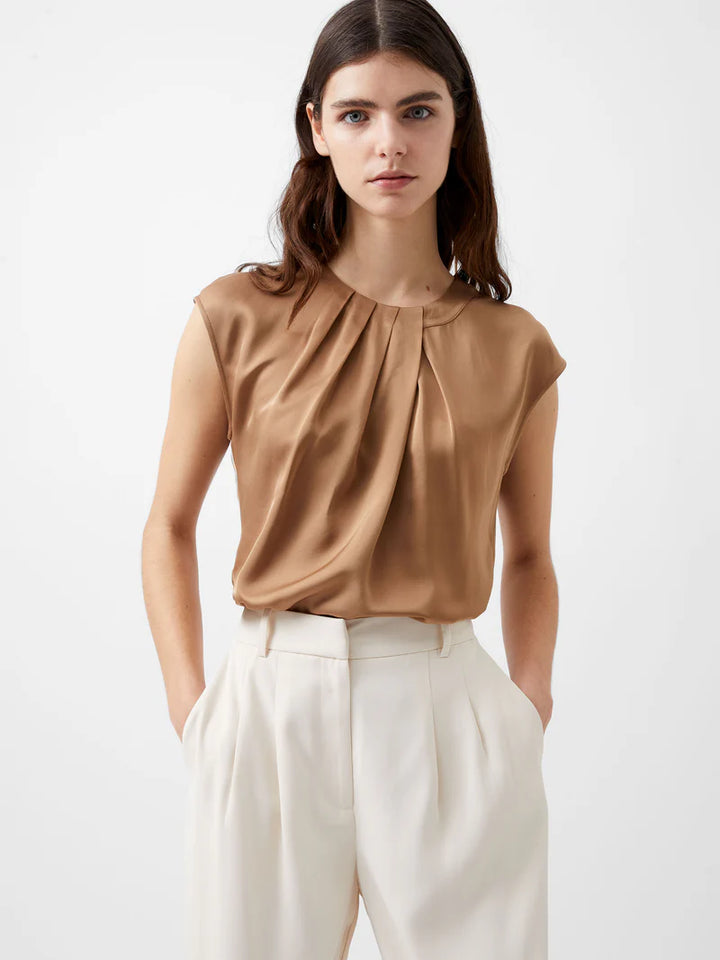 French Connection Ennis Eco Satin Neck Detail Top