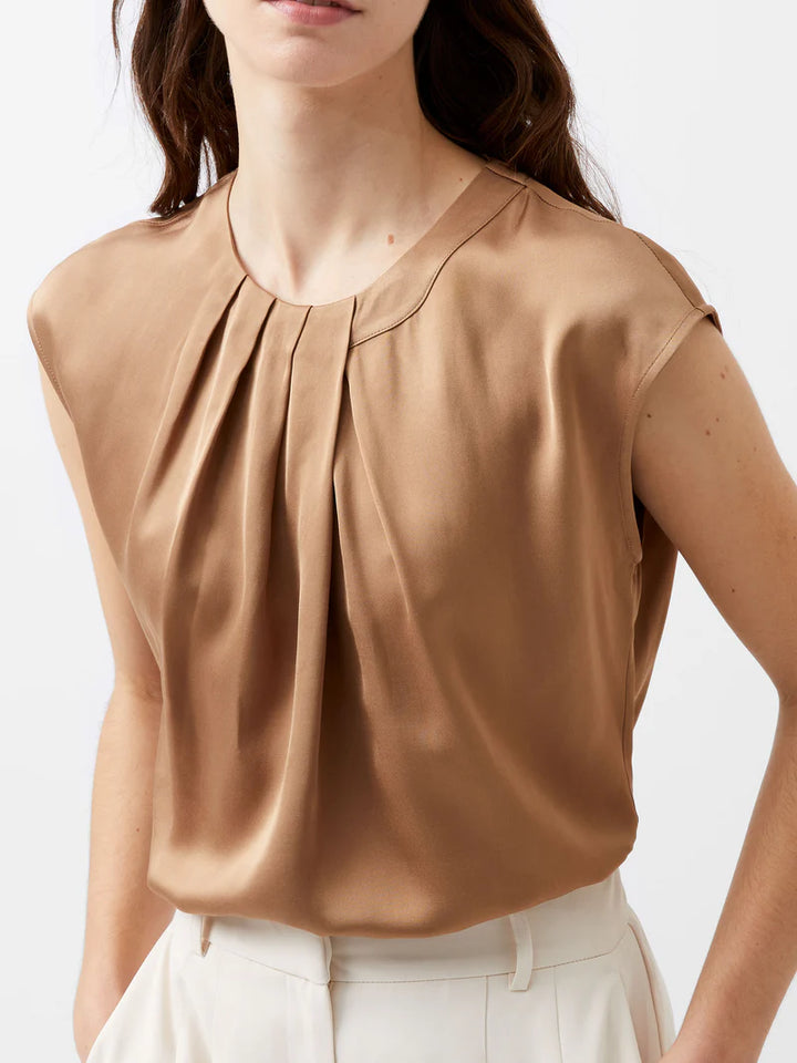 French Connection Ennis Eco Satin Neck Detail Top