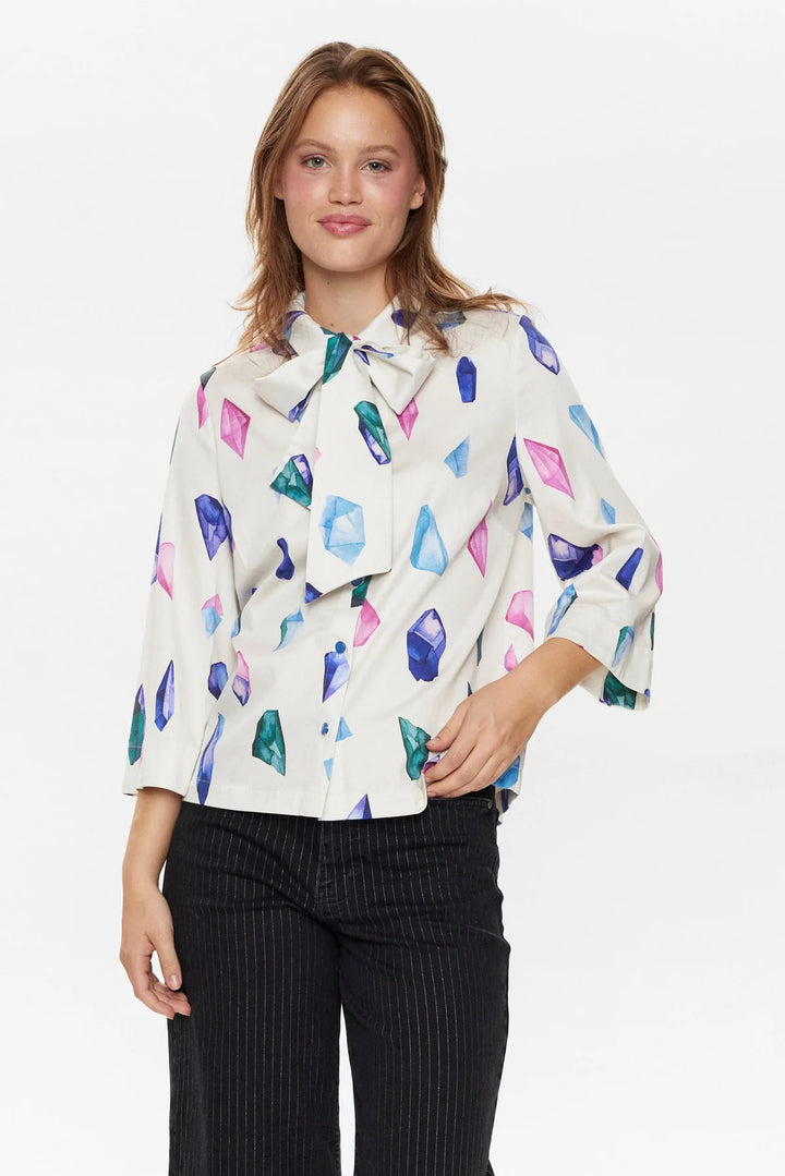 Numph Nucrydtal Bow Tie Shirt Cloud Dancer