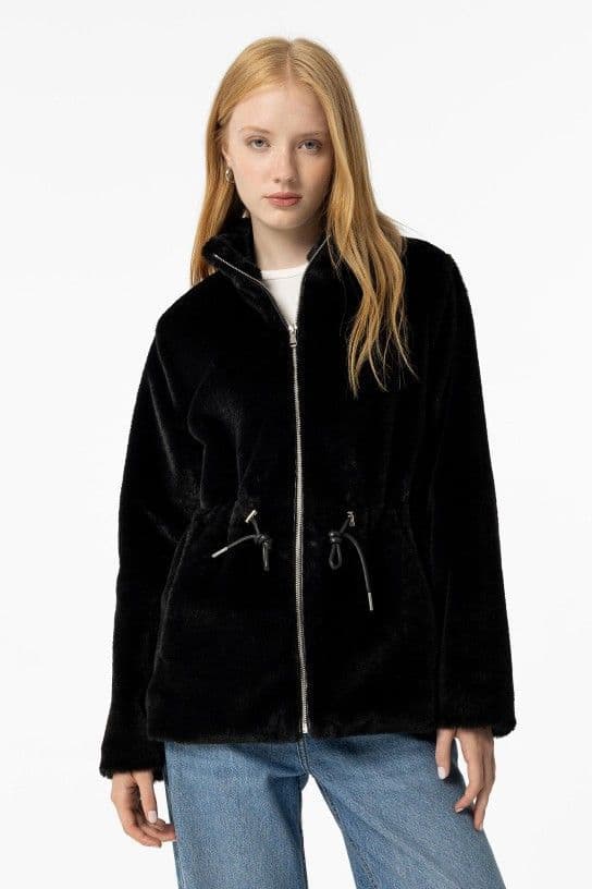 Tiffosi Malago Black Faux Fur Jacket