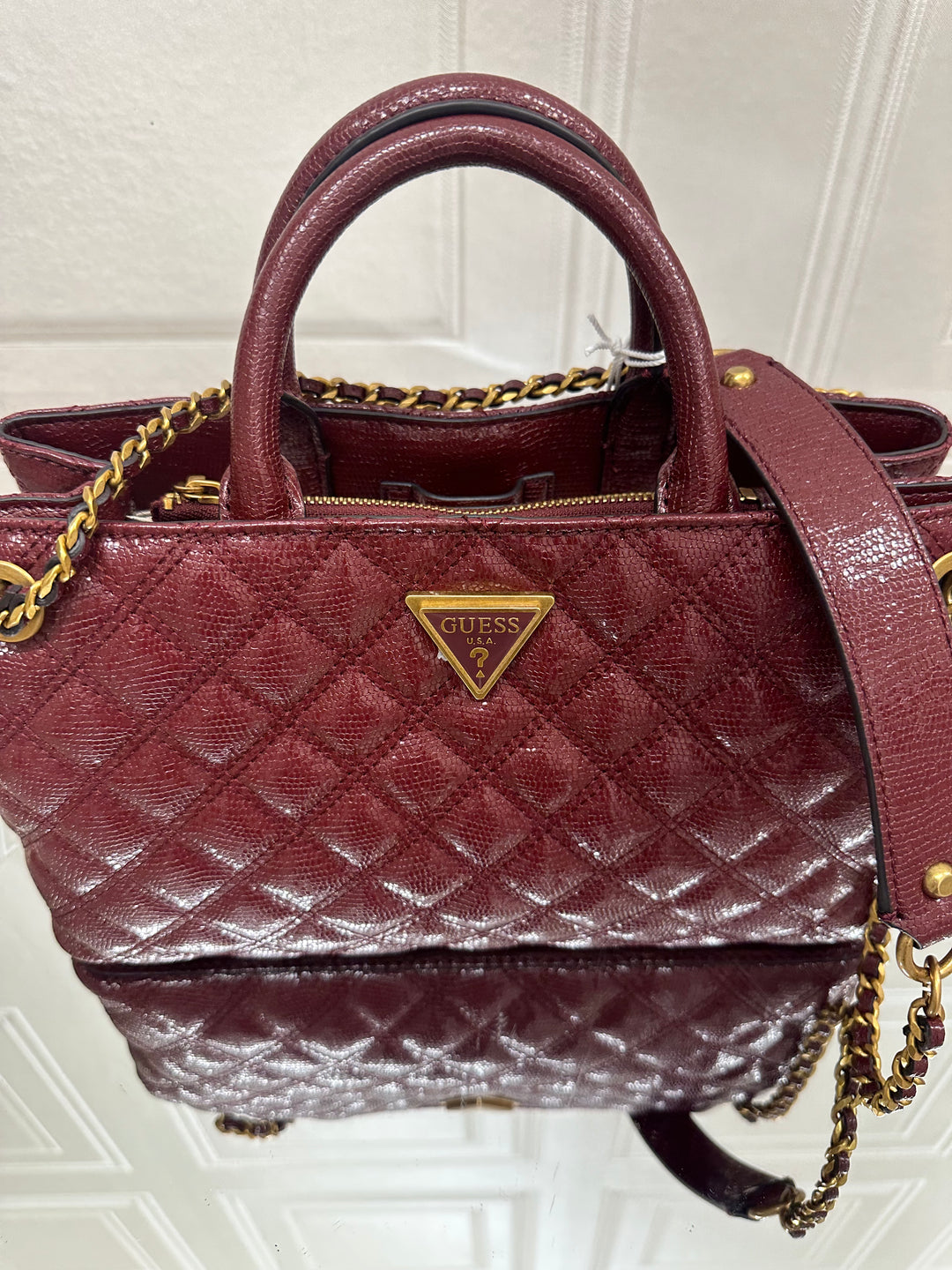 Guess Giully Burgundy Shoulder Satchel Bag