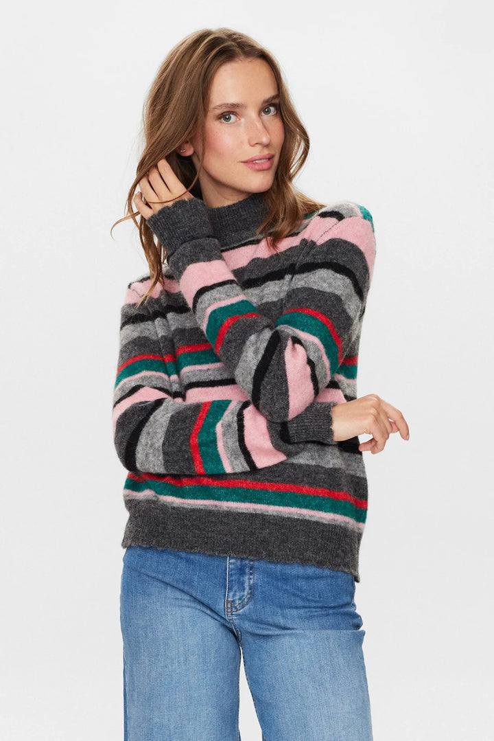 Numph Nuriette Peony Stripe Highneck Pullover