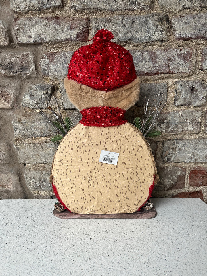 Christmas Red Sparkle Flat Snowman