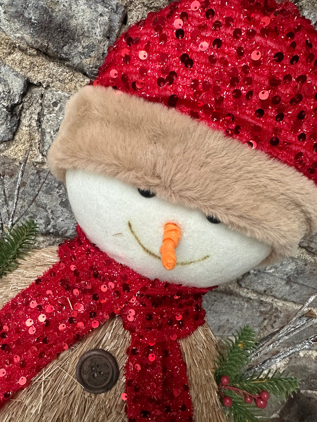 Christmas Red Sparkle Flat Snowman