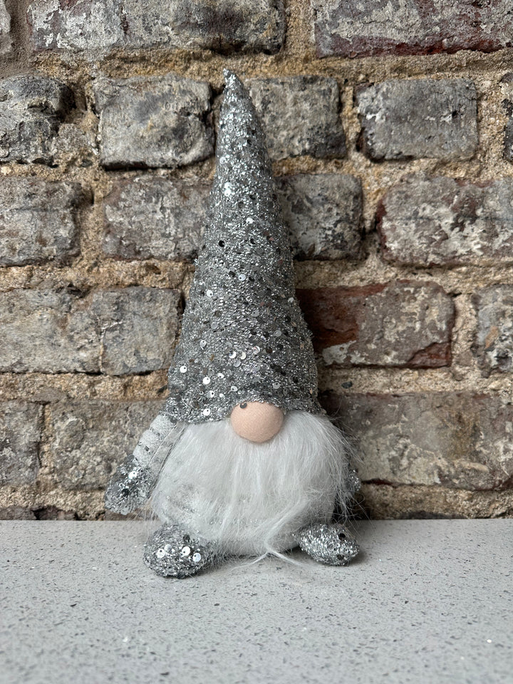 Christmas Festive Silver Sparkle Gnome 35cm