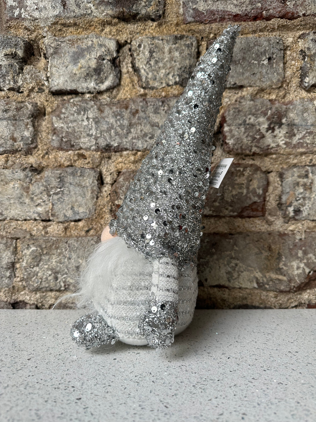 Christmas Festive Silver Sparkle Gnome 35cm