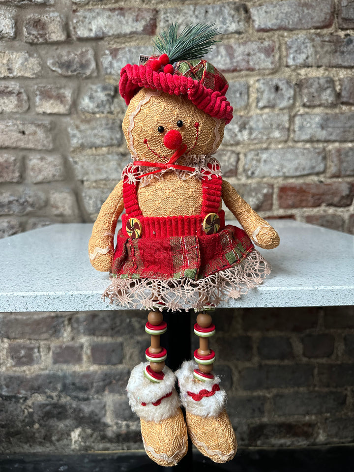 Christmas Gingerbread Dangle Leg Sitter Tartan