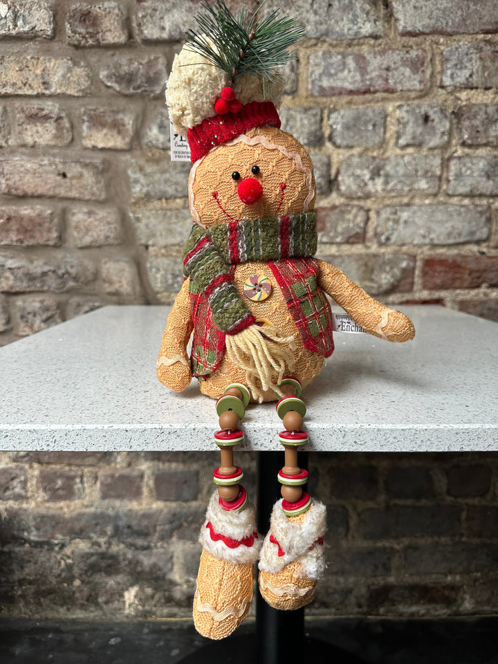 Christmas Gingerbread Dangle Leg Sitter Cream