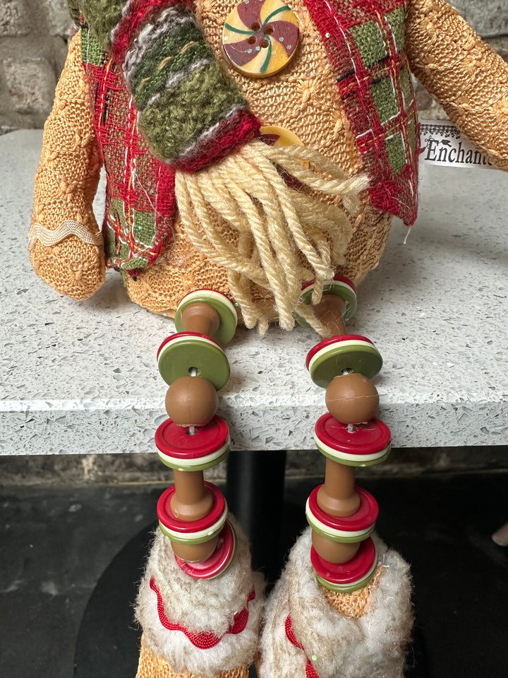 Christmas Gingerbread Dangle Leg Sitter Cream