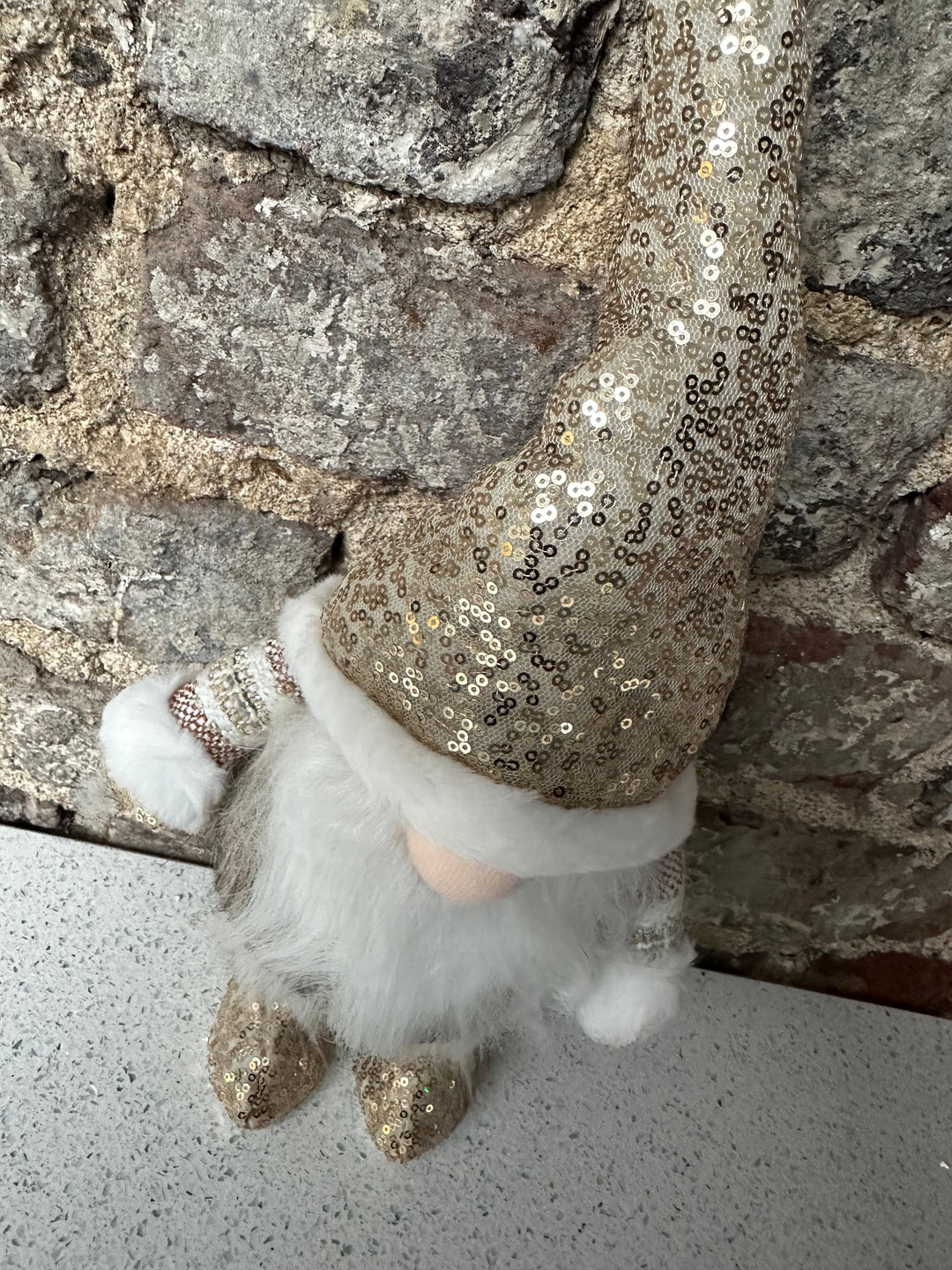 Christmas Gold Sparkle Wobble Gnome 41cm