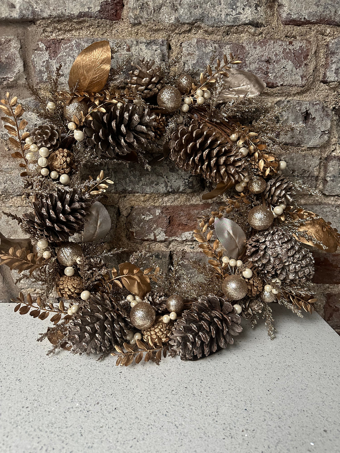 Christmas Gilded Sparkle Gold Wreath 60cm