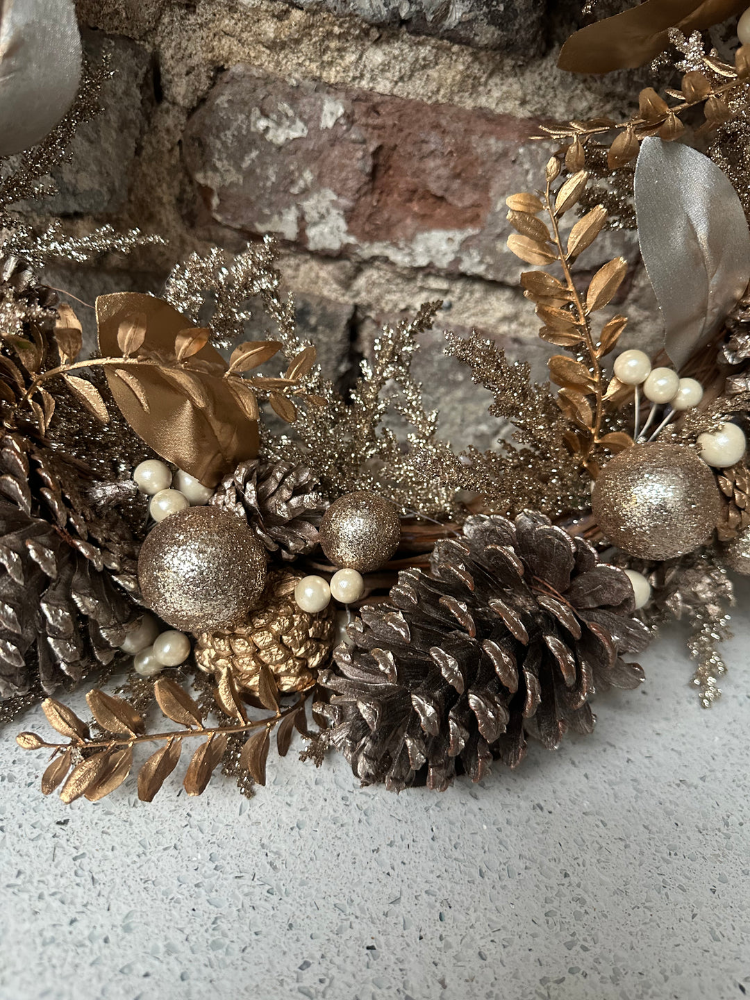 Christmas Gilded Sparkle Gold Wreath 60cm