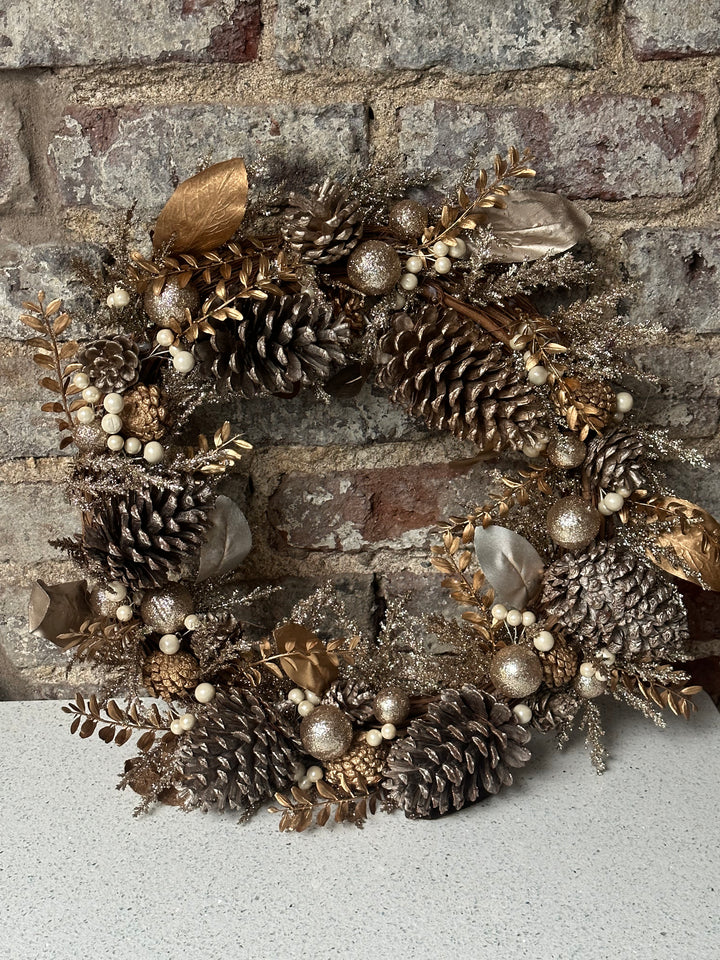 Christmas Gilded Sparkle Gold Wreath 60cm