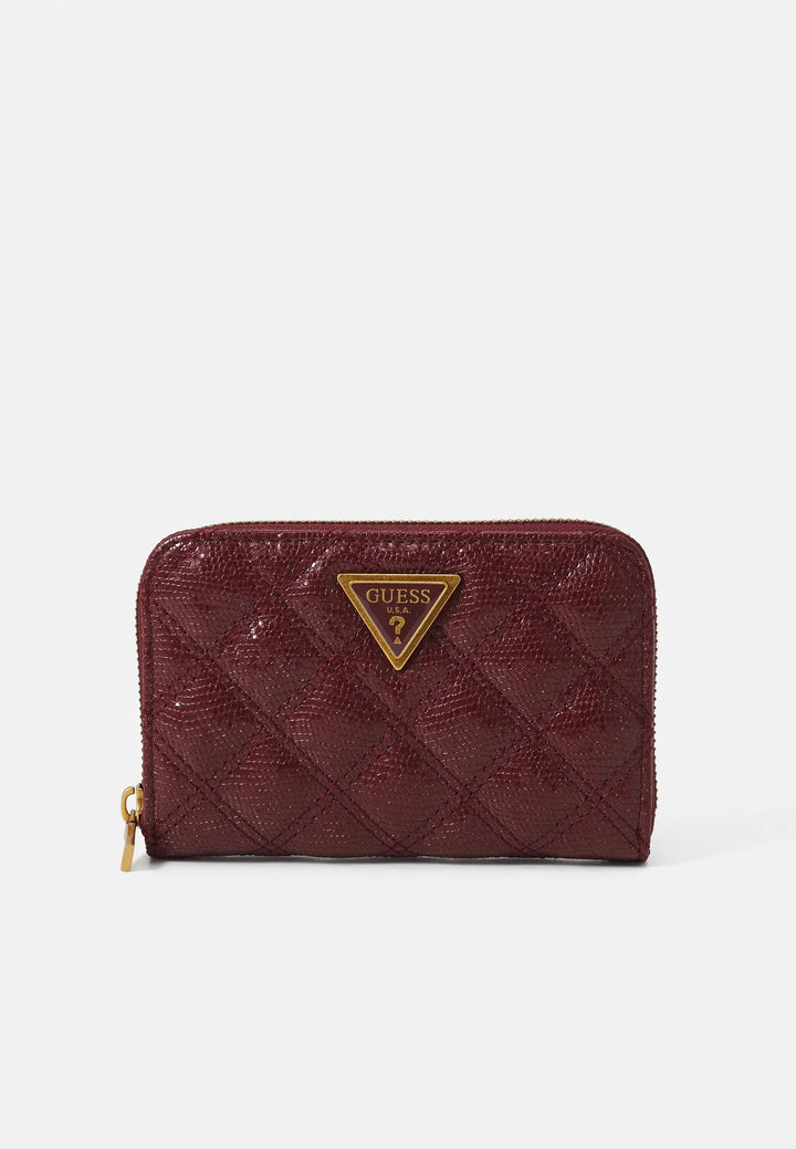 Guess Giully Burgundy Quilted Zip Purse