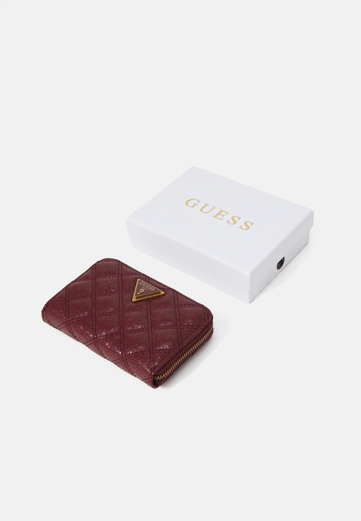 Guess Giully Burgundy Quilted Zip Purse